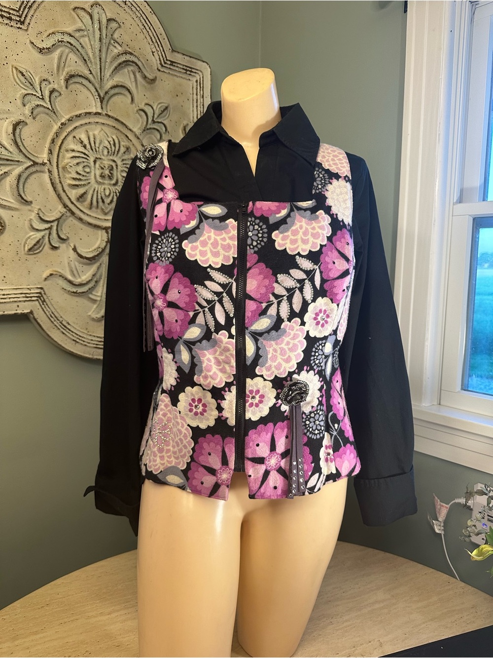 Custom Made Purple Black Vest Horsemanship Western Pleasure, Size XL